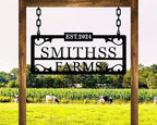 Personalized Hanging Metal Farm Signs, Personalized Outdoor Ranch Sign, Outdoor Farm Signs,Personalized Last Name Metal Sign,Custom Large Metal Farmhouse Farm Sign,Family Name Sign
