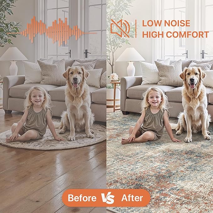GENIMO Washable Area Rugs for Living Room, 6x9 Modern Non Slip Rugs, Low Pile Lightweight Soft Print Rug for Bedroom, Dining Room, Home Office, Multi