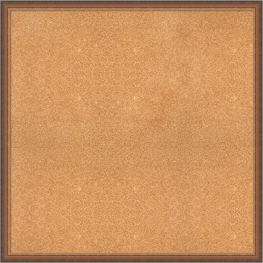 Amanti Art Natural Cork Board for Wall, 36x36 Vision Board with Bronze Frame, Oversize Corkboard Office Decor for Home Organization, Modern Corkboard Pinboard to Display Items for Home Organization