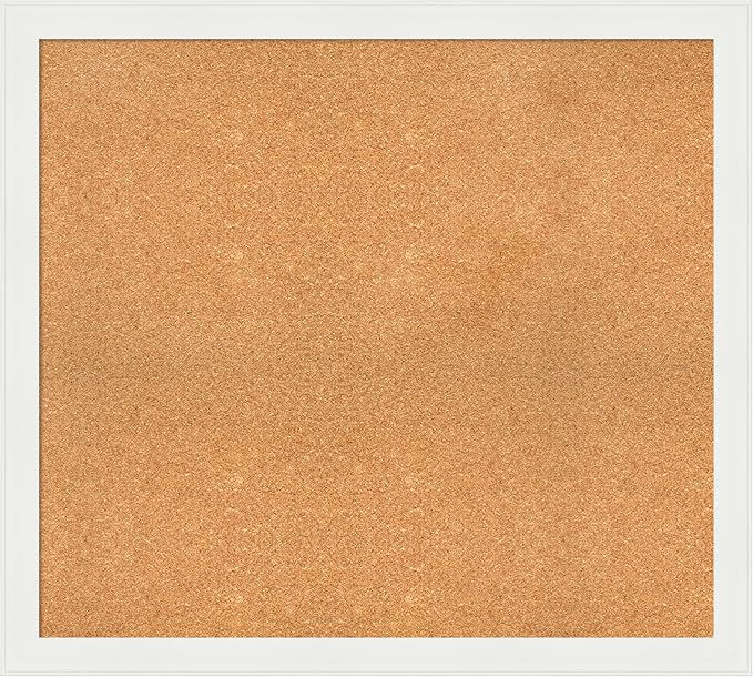 Amanti Art Natural Cork Board for Wall, 35x39 Vision Board with White Frame, X-Large Corkboard Office Decor for Home Organization, Casual Corkboard Pinboard to Display Items for Home Organization in
