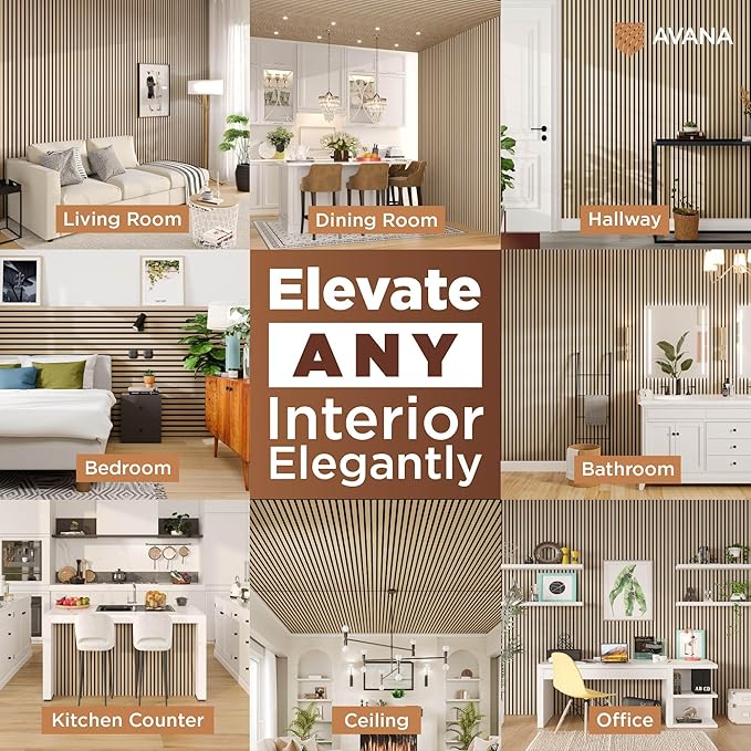 Avana Modern Acoustic Wood Wall Panels – 94.4 X 12.6 Inch White Oak Acoustic Panels 1 PC – Wall Panels For Interior Wall Decor for Homes, Offices, Studios – Sturdy And Durable Wood Panels For Wall