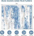 Office Chair Mat for Hardwood Tile Floor, Abstract 48"X 60" Desk Mats for Office Chair on Rolling Chairs Carpet, Desk Anti-Slip 1/5" Thick Rug for Computer Chair, Thin Low-Pile Floor Mat, Blue Cream
