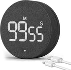 AVINIA Desk Timer for Productivity Magnetic Digital Kitchen Timer Rechargeable Fabric Mesh Cover 99 Mins Countdown/Count Up Stylish Efficana Konah Home Timmer for Cooking (Fabric Black)