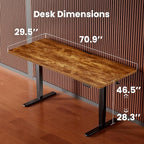 ErGear Electric 71 x 30 inch Standing Desk Workstation, Large Sit Stand up Desk, Memory Computer Home Office Desk, (Vintage Brown) Ships in One Box