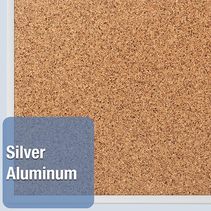 Quartet Cork Board, Bulletin Board, 4' x 3' Corkboard, Aluminum Frame (2304)