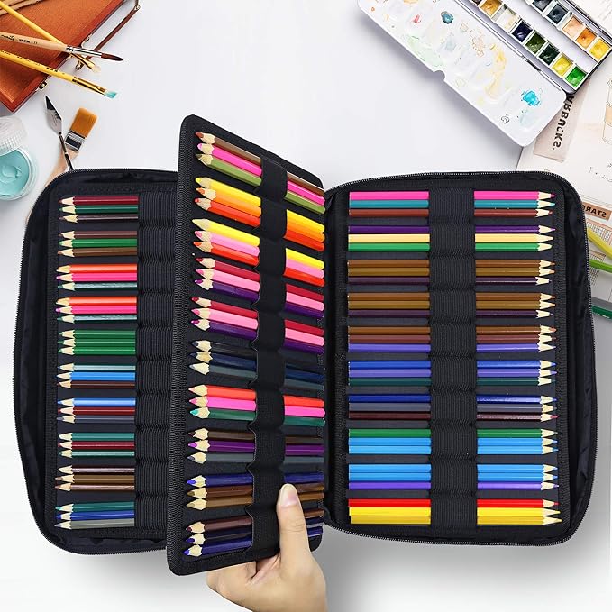 YOUSHARES Big Capacity Colored Pencil Case - 300 Slots large Pen Case Organizer with Multilayer Holder for Prismacolor Colored Pencils & Gel Pen (Grey)