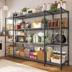 REIBII 78.4" W Storage Shelves Load 1500LBS, Metal Shelving 4-Tier Wire Shelving Unit Garage Shelving for Storage, Metal Shelves for Pantry Commercial Kitchen Garage, 11.8''D x 59''H,2P