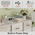 Welfuturer Dresser for Bedroom with 12 Drawers LED Dressers & Chests of Drawers Charging Station Fabric Dresser Storage Organizer Unit for Hallway Entryway Closets Sturdy Steel Frame Wood Top Gray
