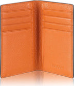 Slim Leather Credit Card Holder for Men & Women 8cc, Italian Calfskin (Pebbled Whiskey)