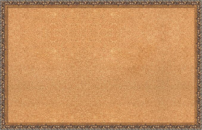 Amanti Art Natural Cork Board for Wall, 22x34 Vision Board with Bronze Frame, Large Corkboard Office Decor for Home Organization, Traditional Corkboard Pinboard to Display Items for Home Organization