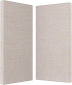 2” Thick Acoustic Panels with Hanging Hardware, 2 PCS 47.2” x 23.6” Fiberglass Sound Absorbing Panels for Home Theater Church Office Wall, Linen