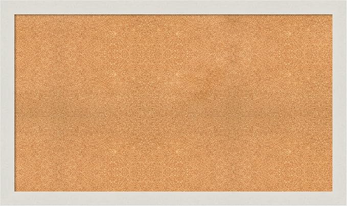 Amanti Art Natural Cork Board for Wall, 29x49 Vision Board with White Frame, Oversize Corkboard Office Decor for Home Organization, Country Rustic Corkboard Pinboard to Display Items for Home