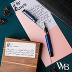 Wordsworth & Black Primori Fountain Pen Set [Blue Gold]; Extra Fine Nib, Gift Case, 24 Ink Cartridges, Refill Converter, Manual; Journaling, Calligraphy, Smooth Writing Pens; Left and Right Handed