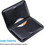 Wisdompro Business Card Holder, 2-Sided PU Leather Folio Name Card Holder Wallet Case with Magnetic Shut for Men and Women, Ultra Slim and Thin