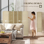 HOMCOM Room Divider, 8 Panel Folding Privacy Screen, 5.6' Tall Freestanding Wall Partition for Home Office, Bedroom, Beige