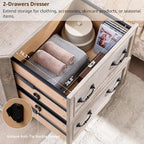 T4TREAM 34" Lateral File Cabinet with 2 Drawers, Farmhouse Filing Cabinet with 34" Wide Wooden Tabletop & Smooth Rails, Holds Letter/Legal, Hexagonal Design & Framed Drawer Fronts, Light Rustic Oak