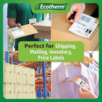 4" x 1.5" Thermal Labels | 4 Rolls | 3940 Labels | fits Zebra, Munbyn, Rollo, Godex, Arkscan, iDPRT, Offnova Thermal Label Printers and More | Blank White Adhesive Stickers by Ecotherm