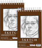 U.S. Art Supply 5.5”x8.5 Premium Heavy-Weight Paper Spiral Bound Sketch Book: 90 Pound (160gsm), 30-Sheet Drawing Pad (2 Pack)