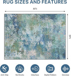 Office Chair Mat for Hardwood Tile Floor, Abstract 36"X 48" Desk Mats for Office Chair on Rolling Chairs Carpet, Desk Anti-Slip 1/5" Thick Rug for Computer Chair, Thin Low-Pile Floor Mat, Blue Green