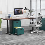 Kubohogar 2 Drawer File Cabinet with Lock,Green Metal Filing Cabinets,Vertical Locking File Cabinet Fit Hanging Files, Letter,File Box and A4 Documents