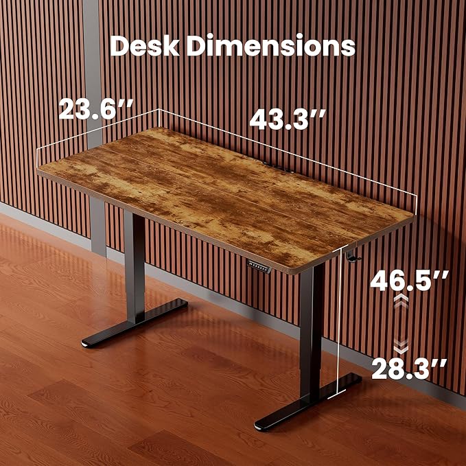 ErGear Electric Standing Desk, 44 x 24 Inches Height Adjustable Stand up Desk, Sit Stand Home Office Desk, with Two-Piece Desktop (Vintage Brown)