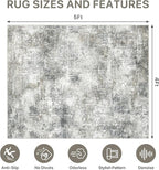Office Chair Mat for Hardwood Tile Floor, Abstract 48"X 60" Desk Mats for Office Chair on Rolling Chairs Carpet, Desk Anti-Slip 1/5" Thick Rug for Computer Chair, Thin Low-Pile Floor Mat, Slate