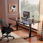 ErGear Small Height Adjustable Electric Standing Desk, 40 x 24 Inches Sit Stand up Desk, Memory Computer Home Office Desk with Two-Piece Desktop (Black)