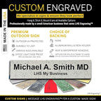 Door Name Plate Personalized for Office Stone Granite Plastic Name Plate Black Letters - Made in USA 2x4 S3