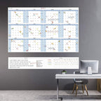 CLEVER CLEAN Large Dry Erase Wall Calendar 5 Feet- 48"x60" 2026 Undated Yearly Planner for Home, Office, School Projects - Jumbo Erasable Laminated Task Organizer