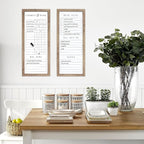 Sheffield Home Set of Two Family Planner Dry Erase Boards Featuring, Chore Chart, Shopping List, Weekly Meal Planner and Notes, 9x21 Inch, Natural