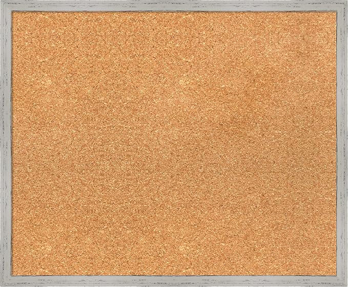 Amanti Art Natural Cork Board for Wall, 19x23 Vision Board with White Frame, Medium Corkboard Office Decor for Home Organization, Cottage Corkboard Pinboard to Display Items for Home Organization in