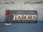 Custom Family Name Sign | Personalized Wooden Wedding Gift | Rustic Last Name Wood Plaque | Established Date Sign |Аnniversаrу (Taborn Style)