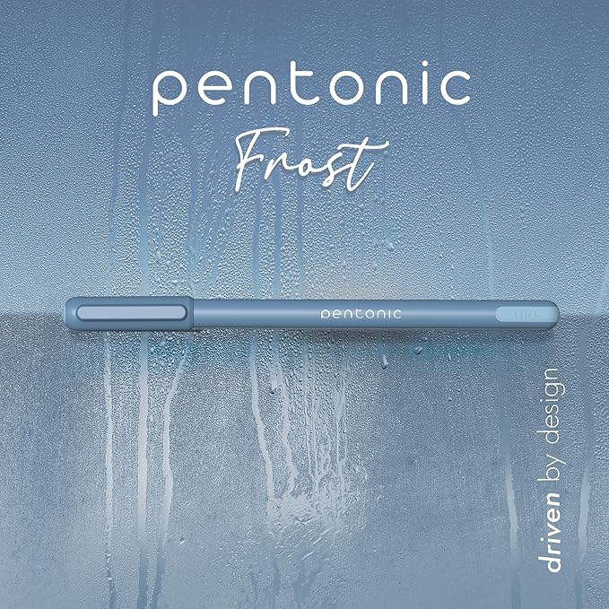 Pentonic Ballpoint Pens, 10 Count, Frosted Pale Blue Barrel with Blue Ink, 0.7 mm Fine Point, Smooth Writing For Journaling & Note Taking (PEN13085)