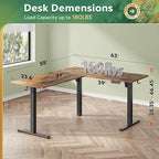 DEVAISE L Shaped Standing Desk Adjustable Height, Dual Motor Electric Corner Standing Desk, 63x55 inch Sit Stand up Home Office Desk with Splice Board, Rustic Brown