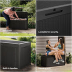 Decksplore Outdoor Storage Box Waterproof, 200 Gallon Lockable Resin Large Deck Box, Patio Storage Bin for Pool Accessories Cushion Furniture, Garden Tools, UV-Resistant Outside Delivery, Black