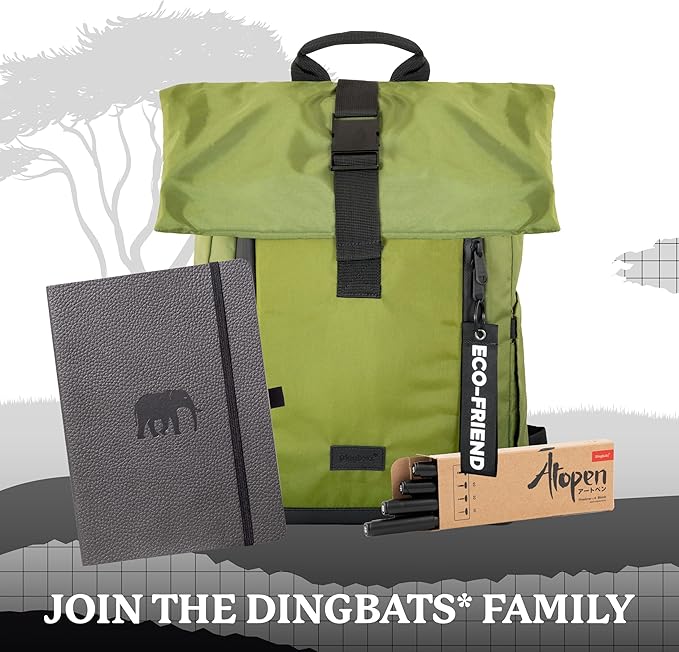 Dingbats* Wildlife Dotted Writing Journal Notebook A5 - Vegan Leather Softcover - Ideal for Work, Travel - Pocket, Elastic Closure, & Bookmark