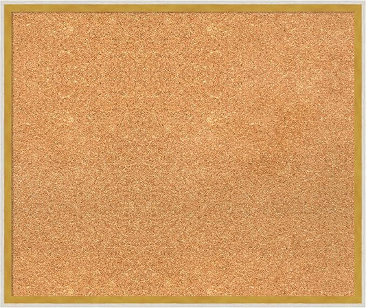 Amanti Art Natural Cork Board for Wall, 21x25 Vision Board with White Frame, Medium Corkboard Office Decor for Home Organization, Modern Corkboard Pinboard to Display Items for Home Organization in