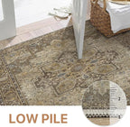 GENIMO 2x10 Runner Rugs for Hallway, Machine Washable Non Slip Vintage Rugs, Low Pile Lightweight Soft Print Rug for enrtyway, Corridor, Home Office, Kitchen, Rustic Brown