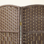 HOMCOM 3 Panel Room Divider, 6' Tall Folding Privacy Screen, Hand-Woven Freestanding Wall Partition for Home Office, Bedroom, Brown