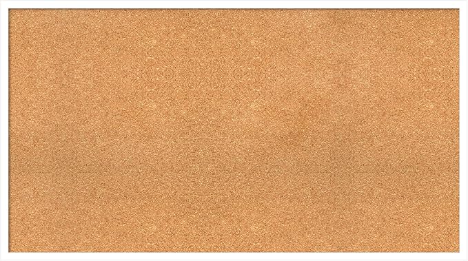 Amanti Art Natural Cork Board for Wall, 25x45 Vision Board with White Frame, Oversize Corkboard Office Decor for Home Organization, Modern Corkboard Pinboard to Display Items for Home Organization in