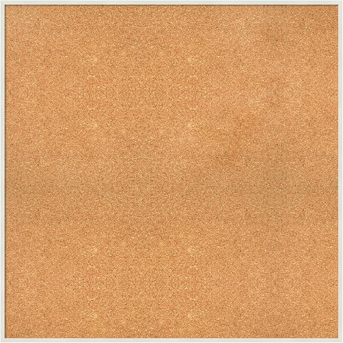 Amanti Art Natural Cork Board for Wall, 33x33 Vision Board with White Frame, Large Corkboard Office Decor for Home Organization, Modern Corkboard Pinboard to Display Items for Home Organization in