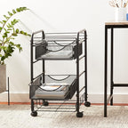 Safco 5215BL Onyx Mesh Open File Cart with 2 Storage Drawers, Black