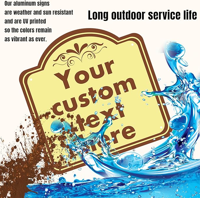 HK SIGNS Custom Weatherproof Sign, Aluminum, 10*10 Inch, Indoor & Outdoor, Office, Home, Business, Delivery