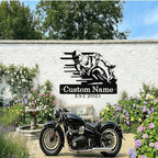 Personalized Motorcycle Metal Sign Custom Biker Name Sign Dirt Bike Wall Decor Motorcycle Home Decor Motorbikes Sign Garage Decor Gifts for Men Husband Rider