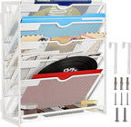 Lavatino 6-Tier Hanging File Organizer, Wall Mount File Holder for Mails Folders Papers Magazine Organization, Vertical Document Organizer for Office Home - (White)