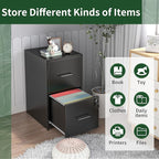 Yukimo 2 Drawer File Cabinet with Lock, Vertical File Cabinet with Lock, Locking File Cabinet Hanging Files for A4/ Legal/Letter, Require Assembly, Black