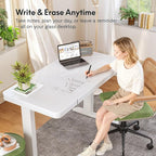 FLEXISPOT Comhar Electric Pure Glass Standing Desk with Drawer Desktop & USB Charge Ports, 48" Ergonomic Height Adjustable Sit to Stand Desk for Home Office (White, Glass)