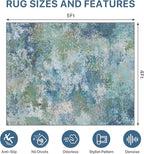 Office Chair Mat for Hardwood Tile Floor, Abstract 48"X 60" Desk Mats for Office Chair on Rolling Chairs Carpet, Desk Anti-Slip 1/5" Thick Rug for Computer Chair, Thin Low-Pile Floor Mat, Blue Green
