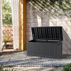 TARKARI 200 Gallon Lockable Resin Deck Box, Waterproof & UV-Resistant Outdoor Storage Box for Outdoor Cushion Storage, Garden Tools & Pool Accessories Storage, Black