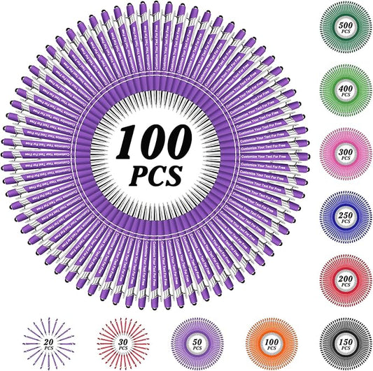Max 500 Pcs Personalized Pens Bulk, Custom Pens with Free Engraving, Customized Stylus Tip Ballpoint Pen with Your Name Massage Text for School Office Business Graduation Anniversaries-100 Packs